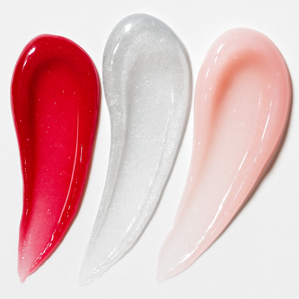 Vibrant colorful skincare gel swatches